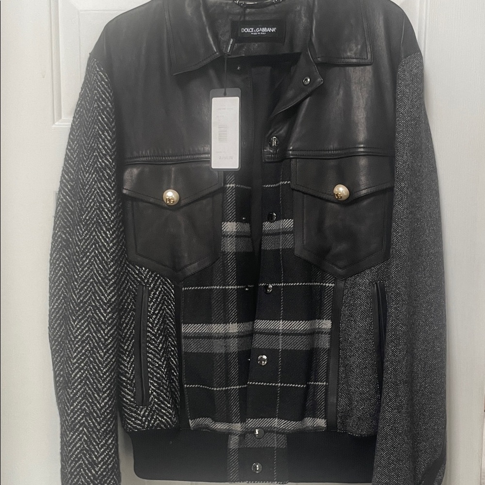 Dolce & Gabbana Black & Gray Mixed-Media Men's Jacket NWT Size L